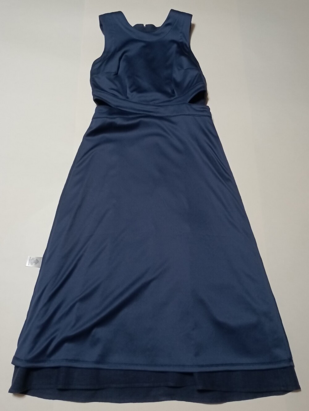 Nine West Navy Blue Linen Blend Sleeveless Navy Cutout Midi Dress Size XS - Picture 5 of 11